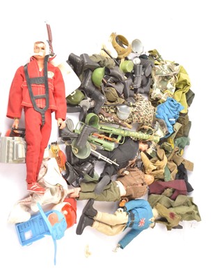 Lot 380 - Action Man style Figures and uniforms and accessories and Six Million Dollar Man and Accessories (qty) 