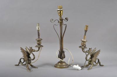 Lot 178 - Three brass lamps