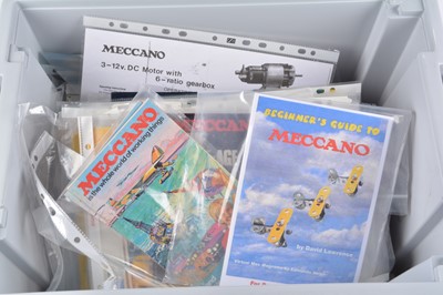 Lot 408 - Meccano ephemera  including instructions, books, various Meccano group publications and  1980's  and later Catalogues general leaflets and other items