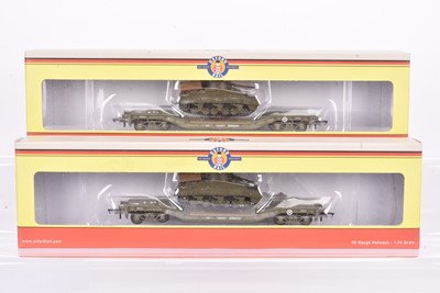 Lot 498 - Pair of Oxford Rail 00 Gauge OR7SWW006 Werwell Wagon with Sherman Tank