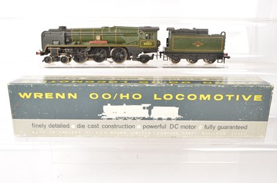 Lot 602 - Wrenn 00 Gauge 2235 West Country Class 'Barnstaple' Locomotive and Tender repainted and renumbered  34013 'Okehampton' and converted to 3-Rail operation