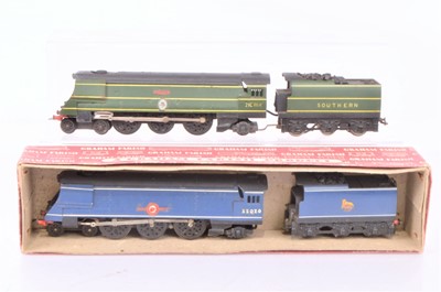 Lot 629 - Graham Farish 00 Gauge 1950's Merchant Navy and Battle of Britain Class Locomotives and Tenders both modified for 3-Rail operation
