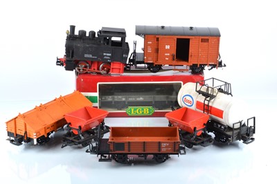 Lot 792 - LGB G Scale Steam Locomotive and Rolling Stock (8)