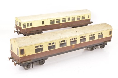 Lot 803 - An electrically-powered 2" Gauge GWR Railcar and Trailer Coach (2)