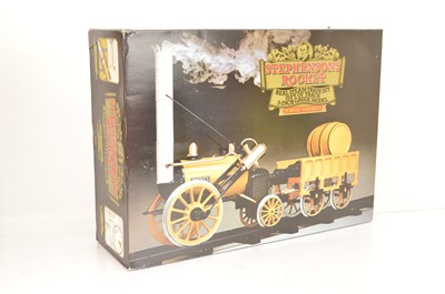 Lot 808 - A Hornby G100 3½" Gauge Live Steam Stephenson's 'Rocket' Set with unboxed Coach and spare tender (2 boxes)