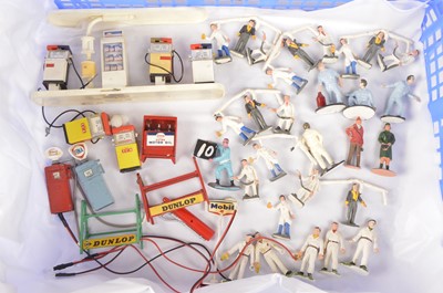 Lot 397 - Various Figures and Petrol Pumps for slot car scenery by Britains Corgi Airfix and others (qty)