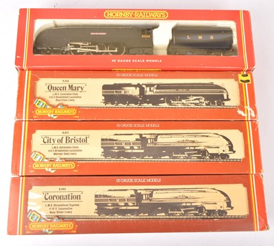 Lot 476 - Hornby 00 gauge LMS Coronation class  Steam Locomotives and tenders in original boxes (4)