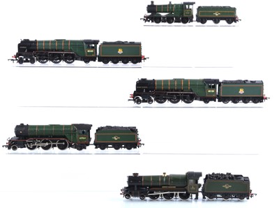 Lot 477 - Modified Hornby Bachmann Dapol unboxed 00 gauge LNER and GWR Steam Locomotives and tenders BR Brunswick green (5)