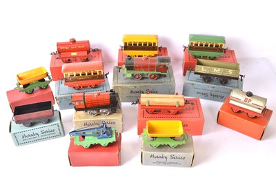 Lot 710 - A large collection of Hornby 'M' series 0 Gauge Trains and Accessories (qty in 2 trays)