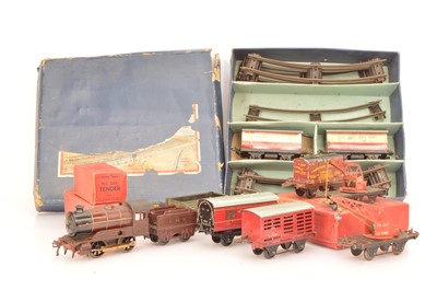 Lot 731 - Post-war Hornby 0 gauge Trains and Boxes (qty)