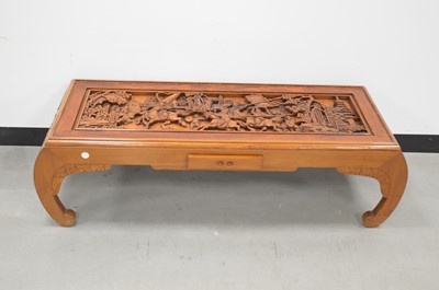 Lot 22 - A modern Chinese carved wooden coffee table