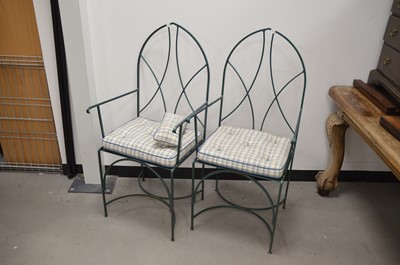 Lot 31 - A pair of modern painted metal conservatory chairs