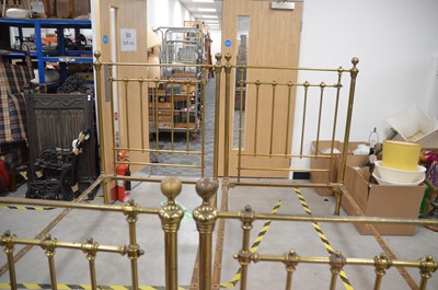 Lot 33 - Two first half 20th century brass and cast iron single bed frames