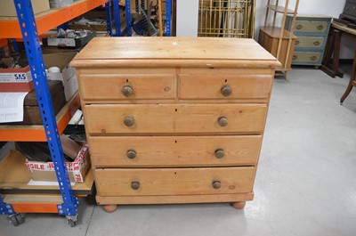 Lot 34 - A Victorian and later stripped pine chest of drawers