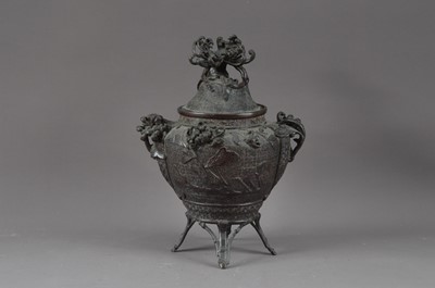 Lot 234 - A bronzed Chinese spelter urn and cover