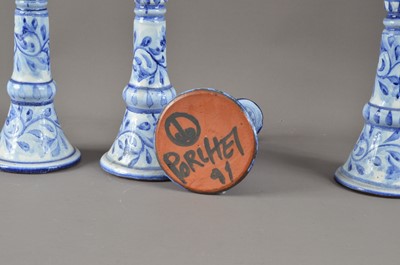 Lot 251 - A set of four late 20th century Porches earthenware candlesticks