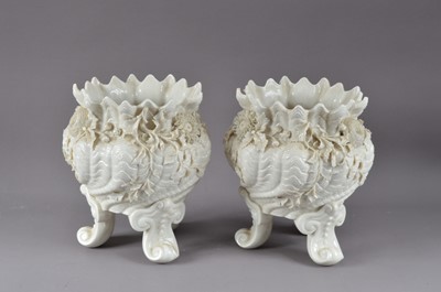 Lot 258 - A pair of Belleek pottery comports