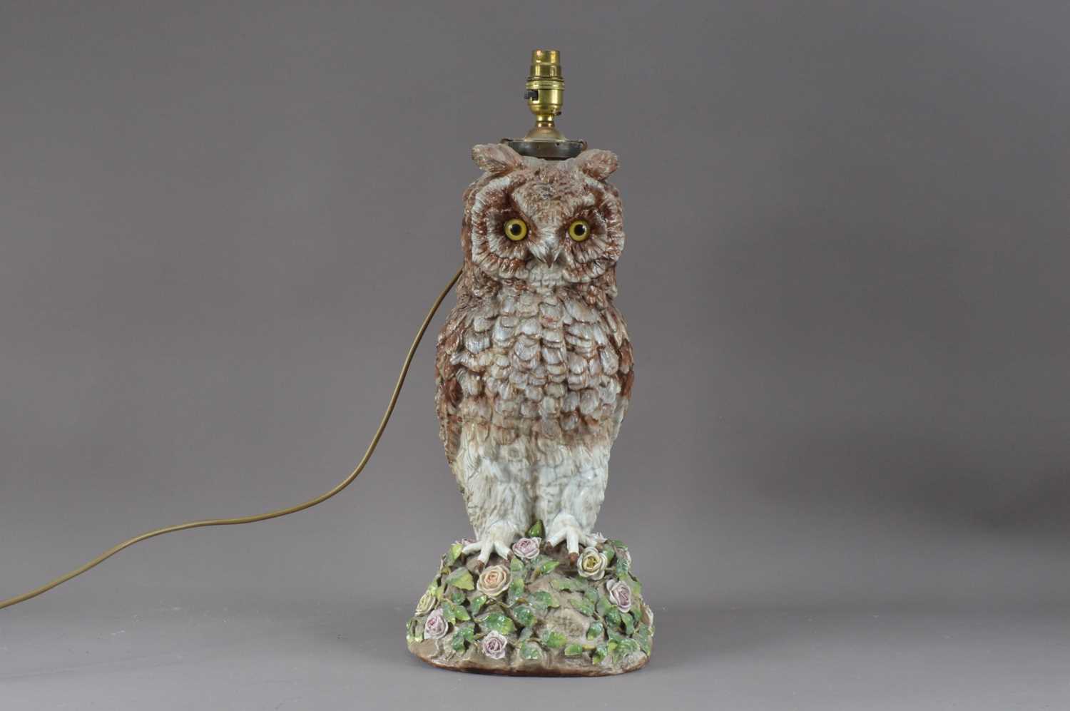 Lot 260 - A ceramic owl lamp base
