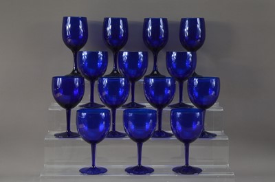 Lot 273 - A collection of blue glass goblets