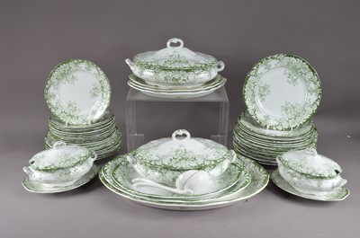 Lot 380 - A large collection of green and white transferware dinner service