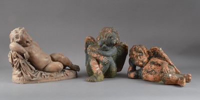 Lot 387 - A collection of three terracotta cherubs
