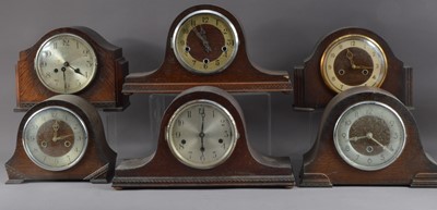 Lot 398 - Six early 20th century mantle clocks