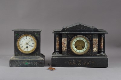 Lot 401 - Two antique slate mantle clocks