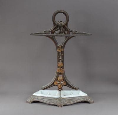 Lot 409 - An art nouveau style cast metal umbrella/stick stand