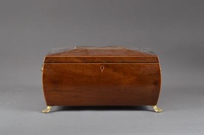 Lot 411 - A late 19th century mahogany and boxwood sarcophagus box