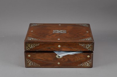 Lot 457 - A Rosewood and mother of pearl inlaid writing slope
