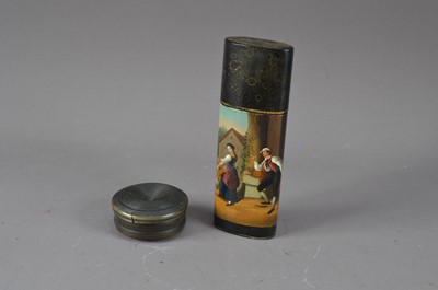 Lot 459 - A late Victorian lacquered and hand-painted spectacle case