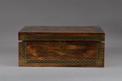 Lot 470 - An early 20th century Rosewood and brass inlaid writing slope