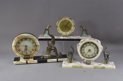 Lot 531 - Three French art nouveau style clocks