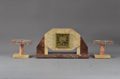 Lot 535 - A French art nouveau style clock garniture