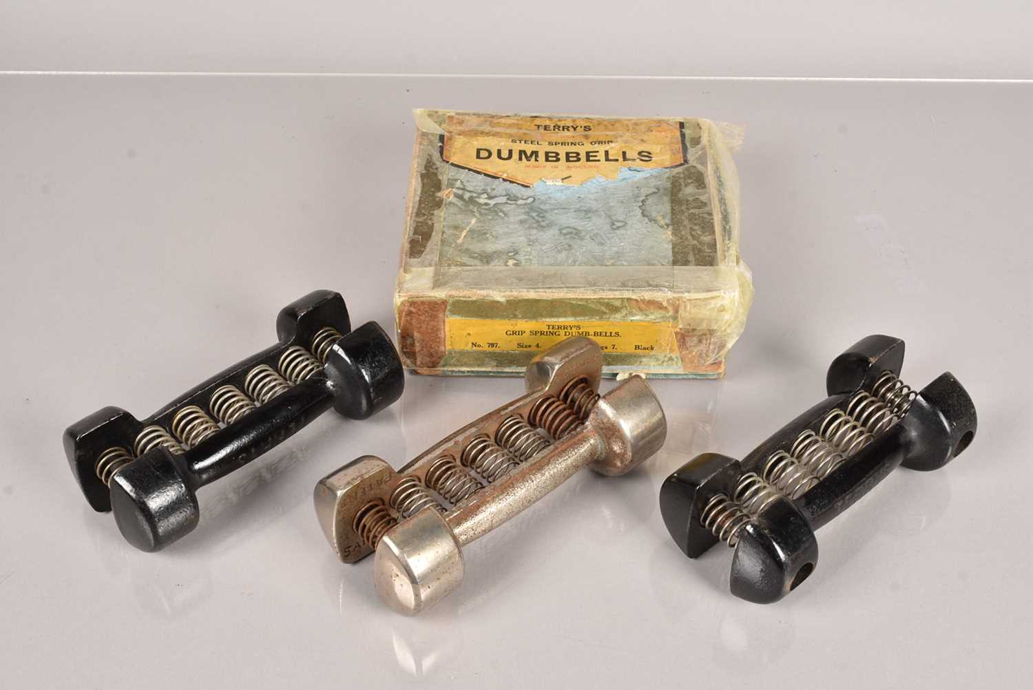 Lot 35 - A pair of Terry's Steel Spring Loaded Dumb Bells