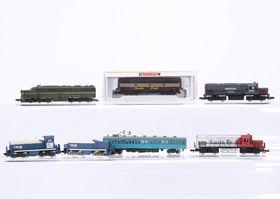 Lot 634 - N Gauge American Diesel Locomotives and Japanese Electric Railcar