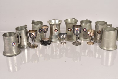 Lot 133 - A collection of Cruise Liner pewter tankards and white metal cups