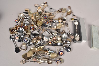 Lot 136 - A collection of silver plated and white metal souvenir spoons