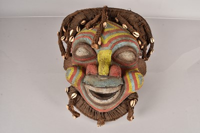 Lot 255 - A carved and beaded African Bamileke Mask