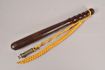 Lot 479 - An ARP wooden truncheon and whistle