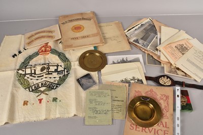 Lot 498 - A collection of Tank Corps and Royal Armoured Corps items