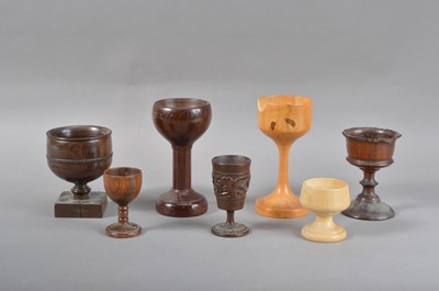 Lot 192 - A collection of 19th century and later treen footed vessels