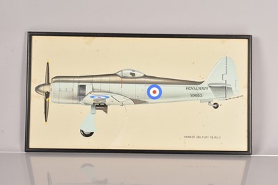 Lot 546 - A gouache on paper of a Royal Navy Hawker Sea Fury FB. Mk.II by Hepworth