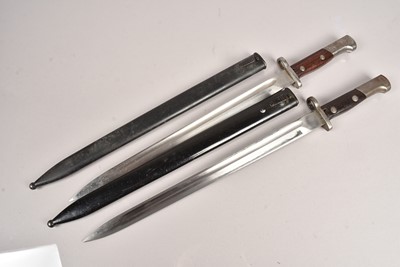 Lot 840 - Two possible Belgian Export bayonets and scabbards