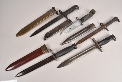 Lot 842 - A group of five various style bayonets