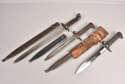 Lot 843 - Three Swedish bayonets and scabbards