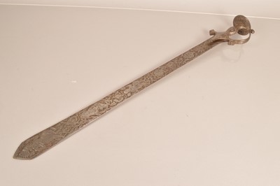 Lot 919 - A Middle Eastern Straight Blade ''Hunting'' Talwar
