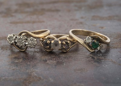 Lot 37 - Three 9ct gold gem set dress rings