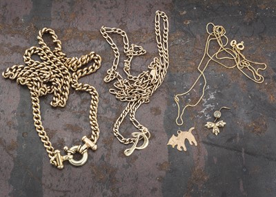 Lot 76 - Three 9ct gold necklaces