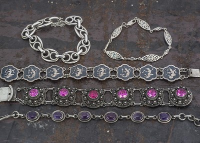 Lot 173 - Five silver bracelets